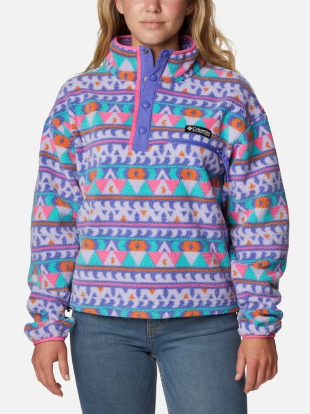 Columbia Women's Helvetia Cropped Half Snap Fleece | Purple Lotus | EUC | XL